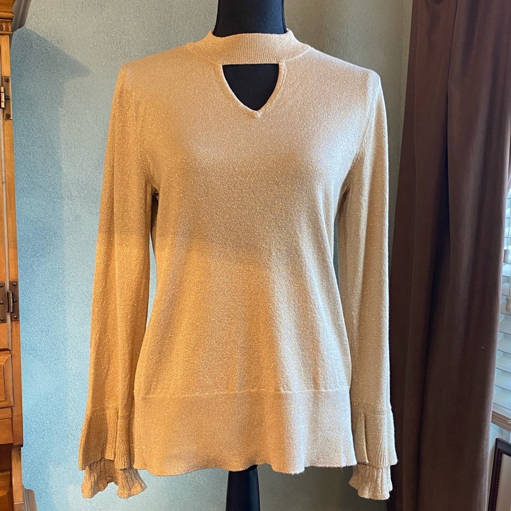 Thalia Sodi elegant metallic  top with cut…